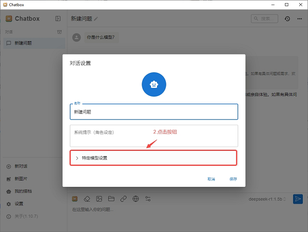 特定模型设置
