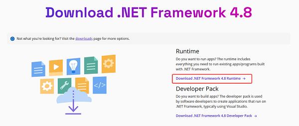 手动重新安装 .NET Framework 4.8 或更新版本