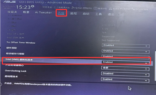在 BIOS 中开启虚拟化功能