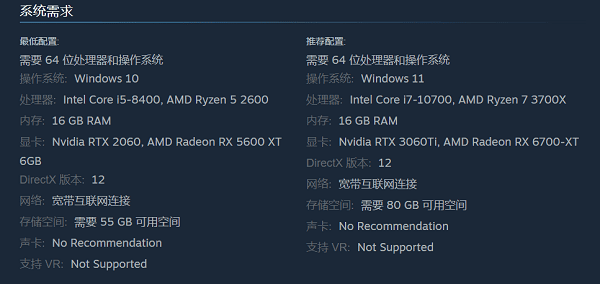 PC 配置要求一览