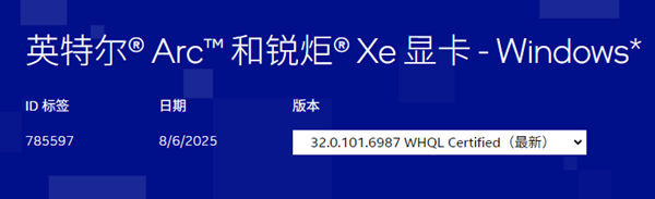 英特尔32.0.101.6987版本显卡驱动