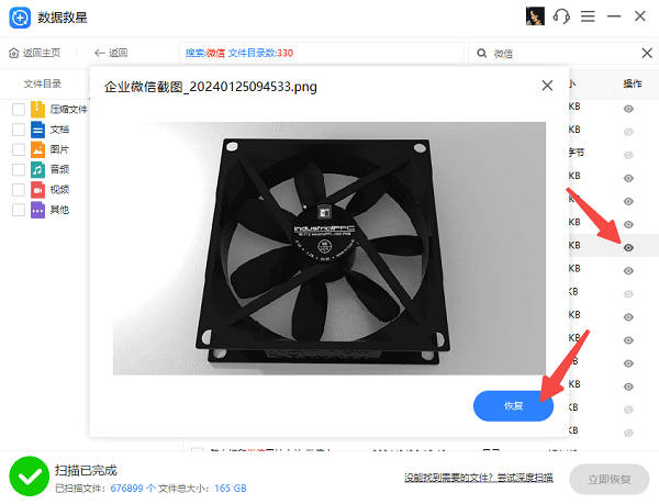 预览并恢复文件
