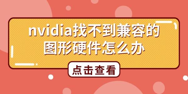 nvidia找不到兼容的图形硬件怎么办 一文教你解决 nvidia找不到兼容的图形硬件怎么办 一文教你解决
