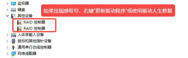 安装RAID驱动后的常见检查