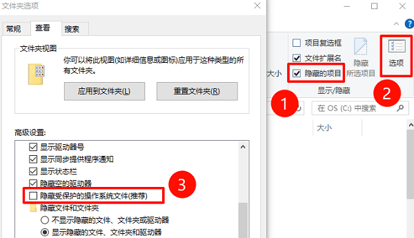 通过显示隐藏文件找回数据
