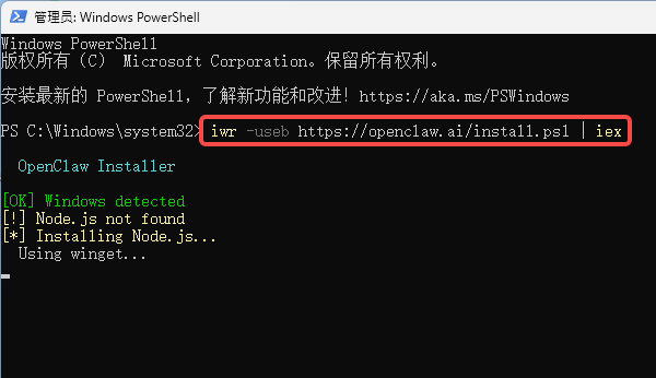 复制一键安装命令并执行