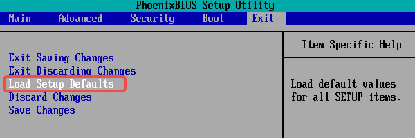 恢复BIOS默认设置