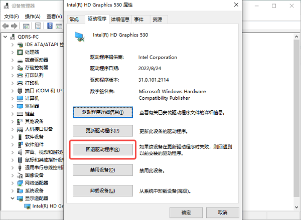 更新或回滚显卡驱动