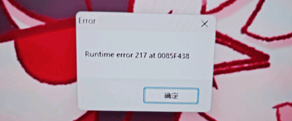 Runtime error 217 at 0085F438