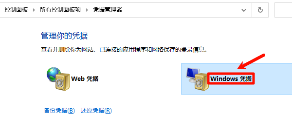 进入Windows凭据