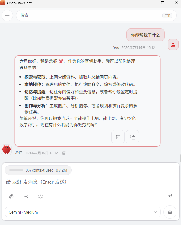 OpenClaw聊天窗口