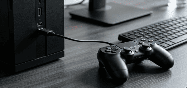 通过USB数据线连接PS4手柄 通过USB数据线连接PS4手柄