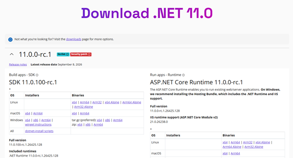 从微软官网下载.NET Desktop Runtime 11.0