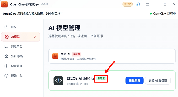 自定义AI服务商已配置 自定义AI服务商已配置