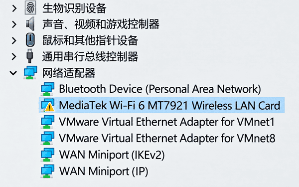 确认网卡是否能正常识别