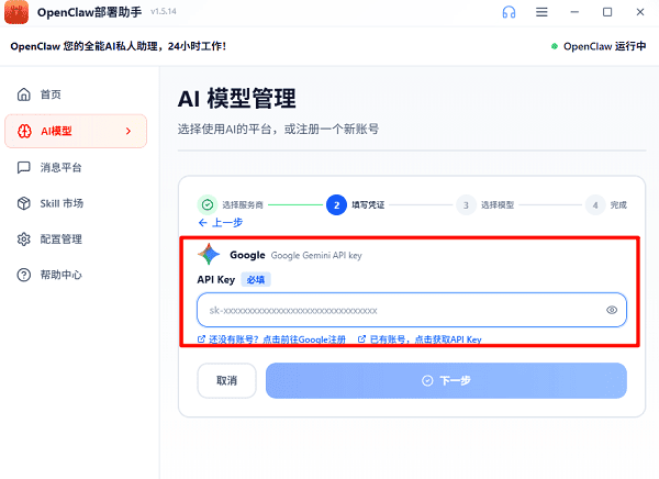 填写 API Key