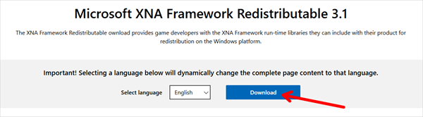从微软官网下载XNA Framework 3.1 从微软官网下载XNA Framework 3.1