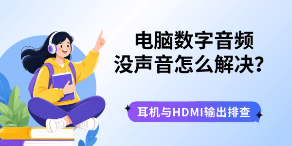 电脑数字音频没声音怎么解决？耳机与HDMI输出排查